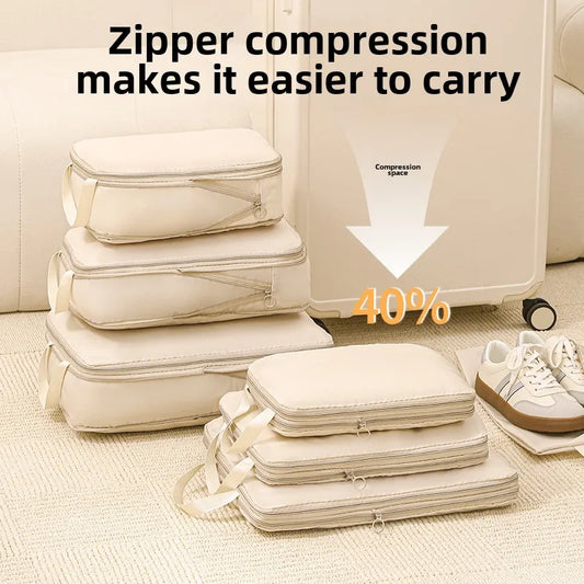 4Pcs/Set Travel Compression Packing Cubes Bag Portable Suitcase Clothes Organizers Waterproof Luggage Storage Cases Drawer Bags